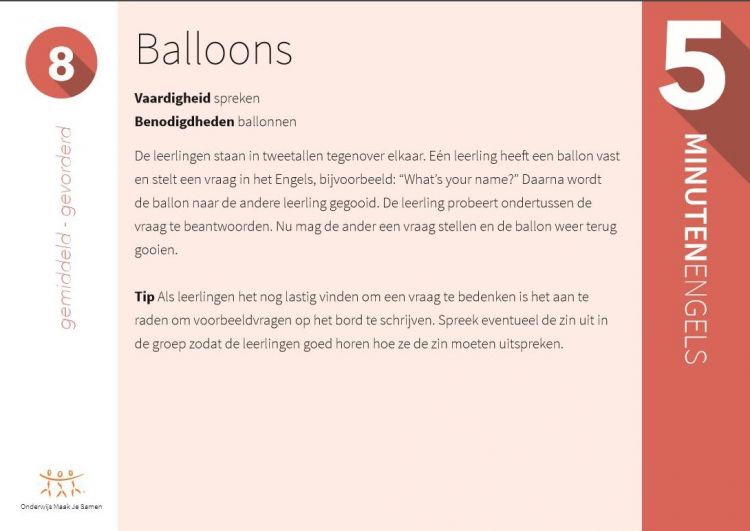 5 minuten spelletje - 5 minuten Engels: Balloons